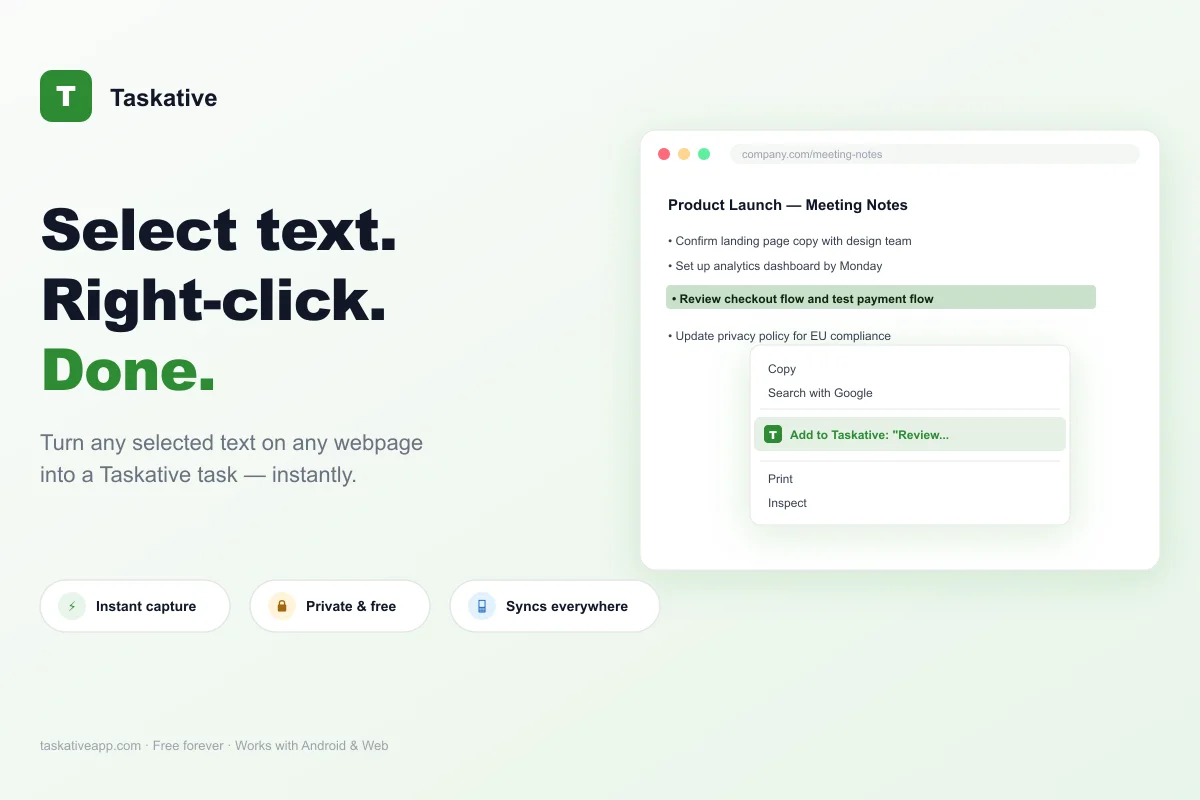 Taskative browser extension